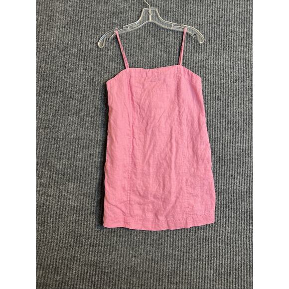 Madewell Womens Mini Dress Size 2 Pink Linen Sleeveless Preppy Pockets - Picture 1 of 4